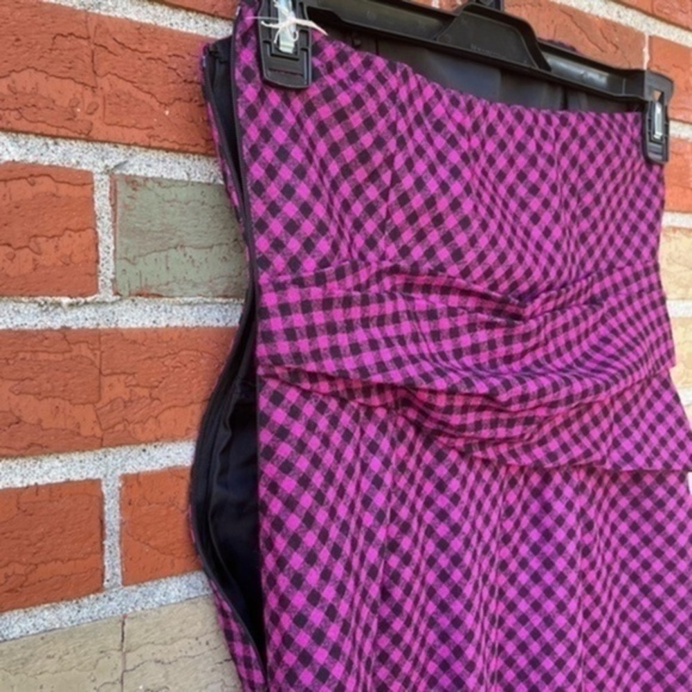 Ali Ro Strapless NWT Wool Purple Black Gingham Mini Dress 👗 - Picture 5 of 9